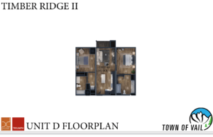 A 1,032 square foot floor plan of a two-bedroom, two-bathroom unit