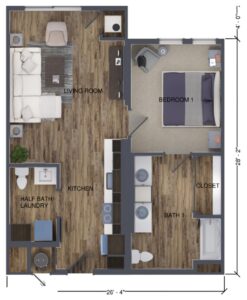 Floor Plan Unit B with Dimensions