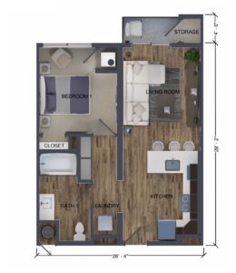 Floor Plan Unit O with Dimensions