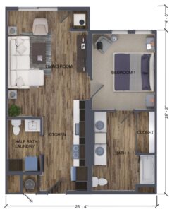 Unit S Floor Plan with Dimensions